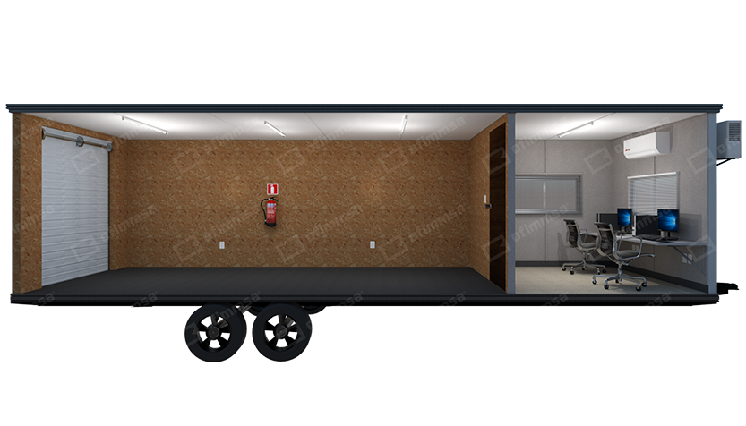 Render interior de bodega móvil 8x32