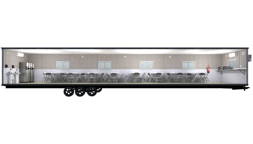 Render interior de comedor móvil 12x60