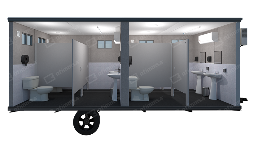 Render interior de sanitarios mixtos móviles 8x24