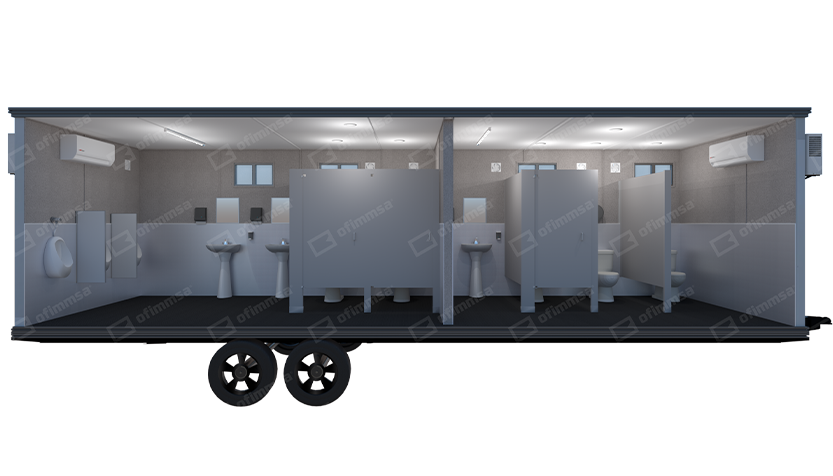 Render interior de sanitarios mixtos móviles 8x32